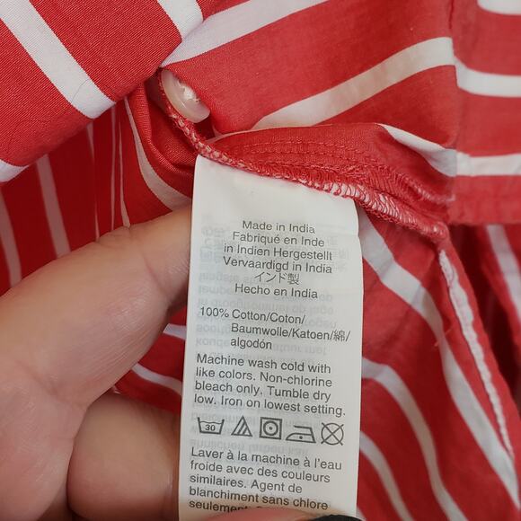 J Crew Factory Red White Striped Funnel Neck Long Sleeve Top Corpcore Women's 2 - Picture 9 of 12